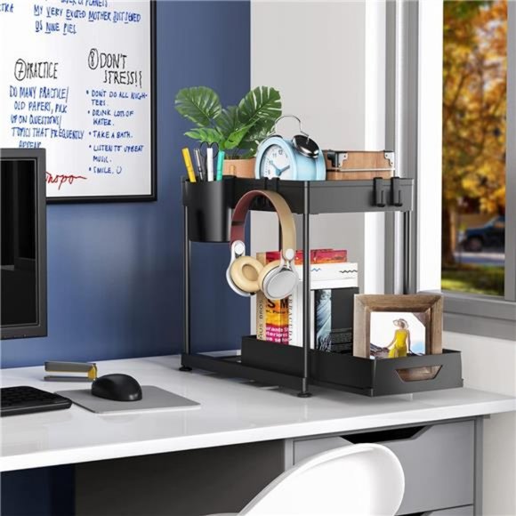 Under Sink Organizers and Storage with Sliding Drawers, Black - Picture 4 of 7